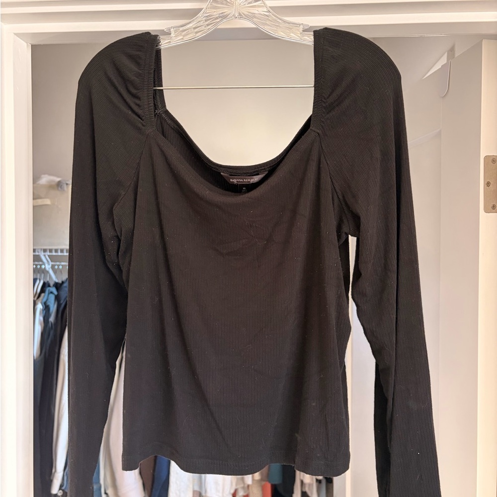 Banana Republic Classic Black Long Sleeve Top